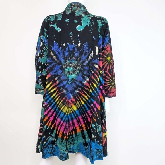 The Collection Royal Tie Dye Tunic Cardigan Open Front Duster Women's Small/Med - Picture 3 of 5